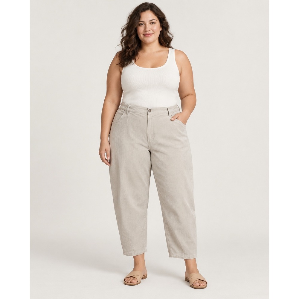 Maeve Anthropologie Off White Corduroy Barrel Pants 16W Cropped  Ecru Minimalist